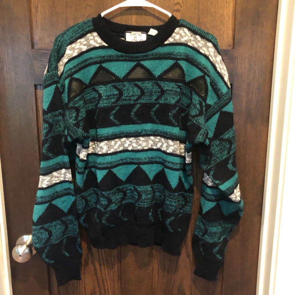 Vintage sostanza fashion police sweater geometric patter - medium
